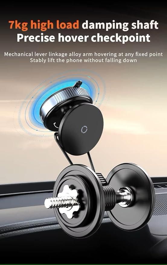 Magnetic Suction 360° Phone mount - With vacuum lock Hand free suction cup Holder for Car, Table, Mirror, Gym, Fridge. Compatible with All Mobile.