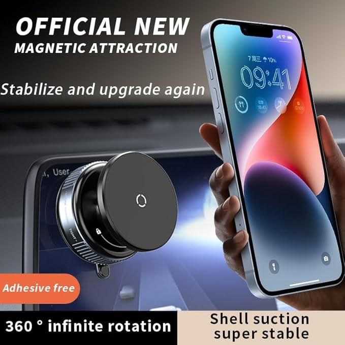 Magnetic Suction 360° Phone mount - With vacuum lock Hand free suction cup Holder for Car, Table, Mirror, Gym, Fridge. Compatible with All Mobile.